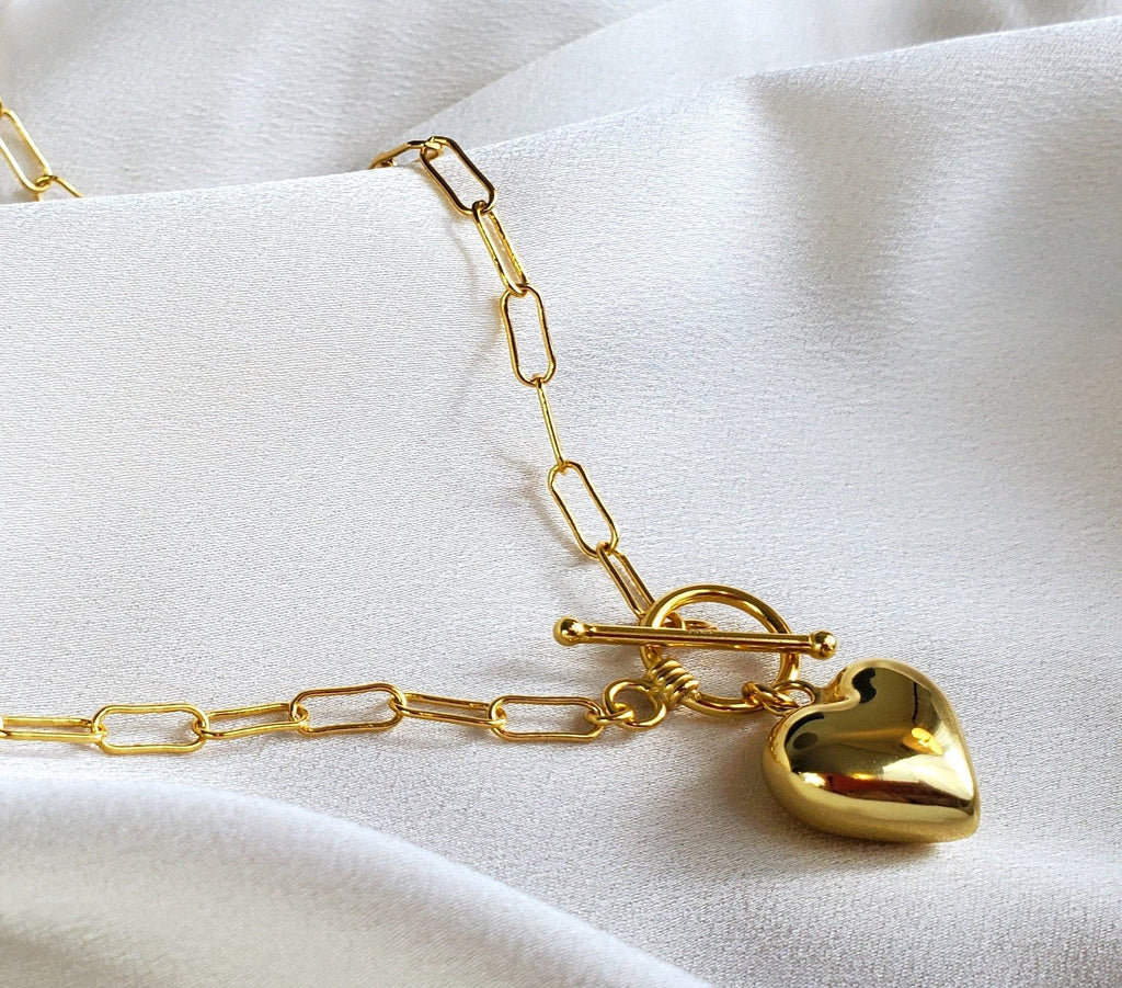 Venus Paperclip Puffy Heart Necklace - The Mystic River